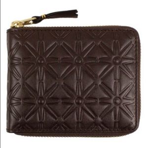 Comme Des Garcons Leather Star Embossed Brown Wallet